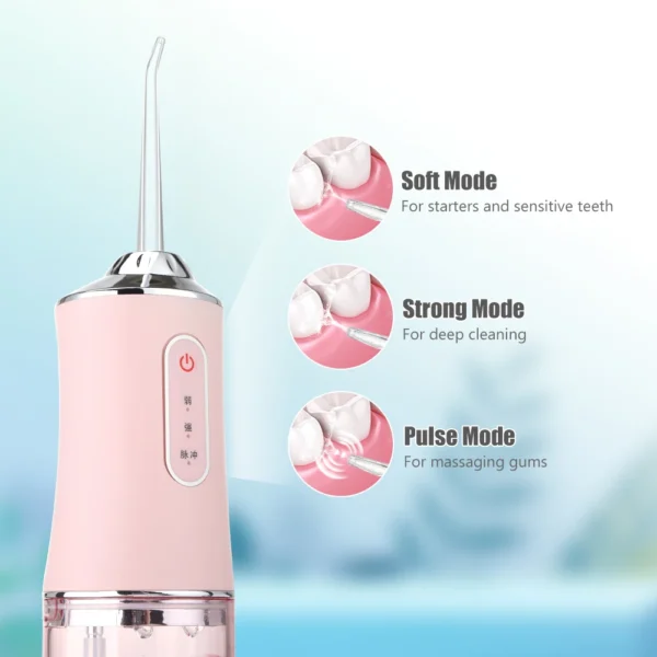 ⁦אוראלי משטף נייד שיניים מים Flosser USB נטענת סילון מים חוט דנטלי 4 Jet עצה 220ml 3 מצבים IPX7 1400 סל"ד⁩ – תמונה ⁦5⁩