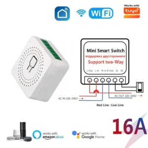 מתג WiFi מיני 16A עובד עם אפליקציית Tuya Smart Life, שליטה דו-כיוונית, מודול אוטומציה לבית חכם, תואם לאלקסה וגוגל